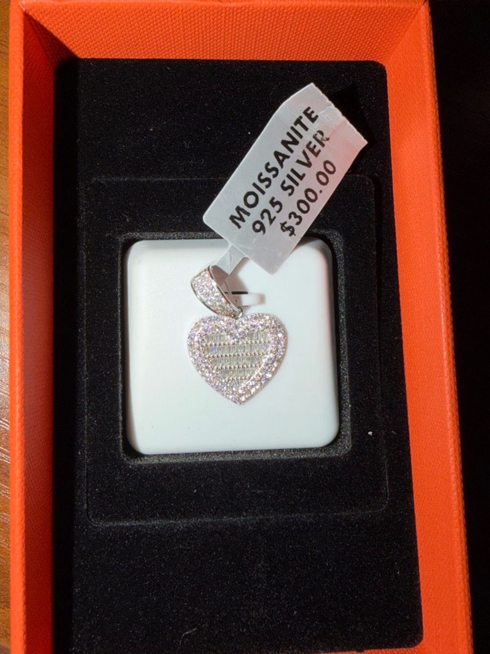 Silver Heart Moissanite Diamond Pendant